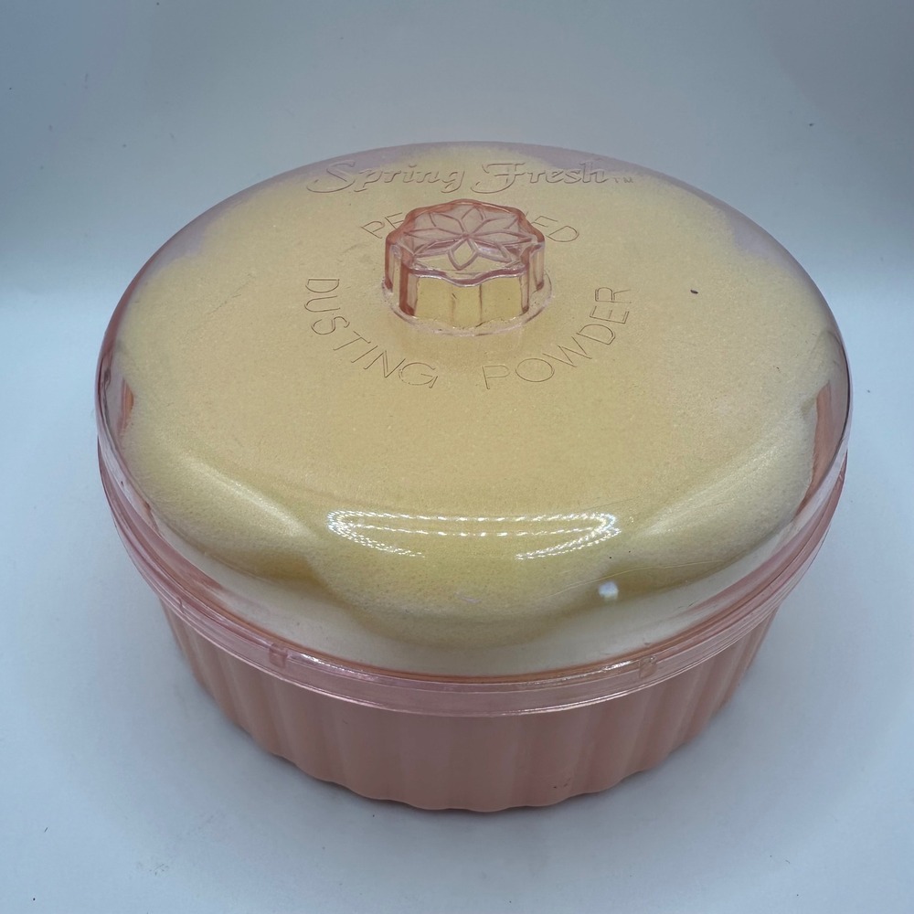 Vtg New Spring Fresh Perfumed Dusting Powder Pink Case & Puff Delagar Sealed